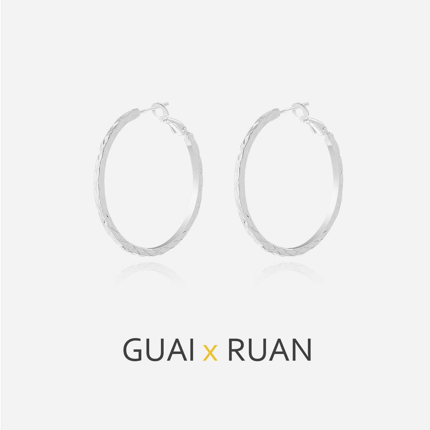 G&R Simple Diamond Pattern Hoop Earrings Grid Ear Clips925Silver Earrings