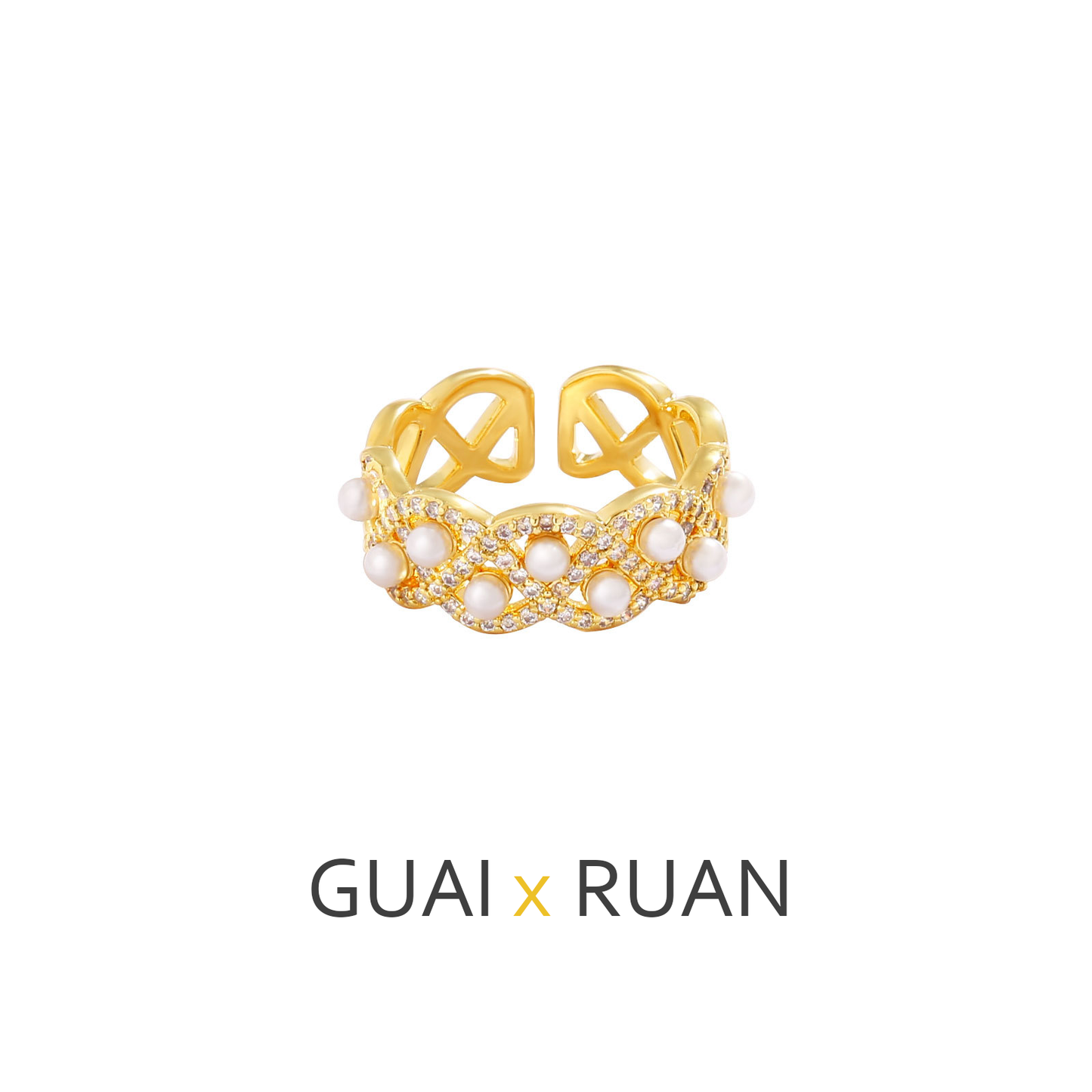 G&R Open Ring Elegant Ring for Women with Pearl925Silver Index Finger Ring