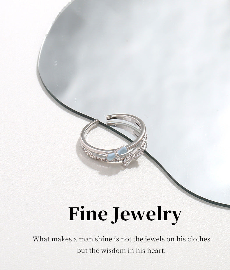 G&R Open Temperament Ring Niche High-end Light Luxury Style925Silver Index Finger Ring