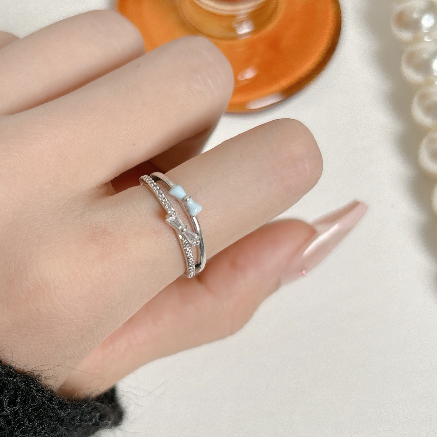 G&R Open Temperament Ring Niche High-end Light Luxury Style925Silver Index Finger Ring