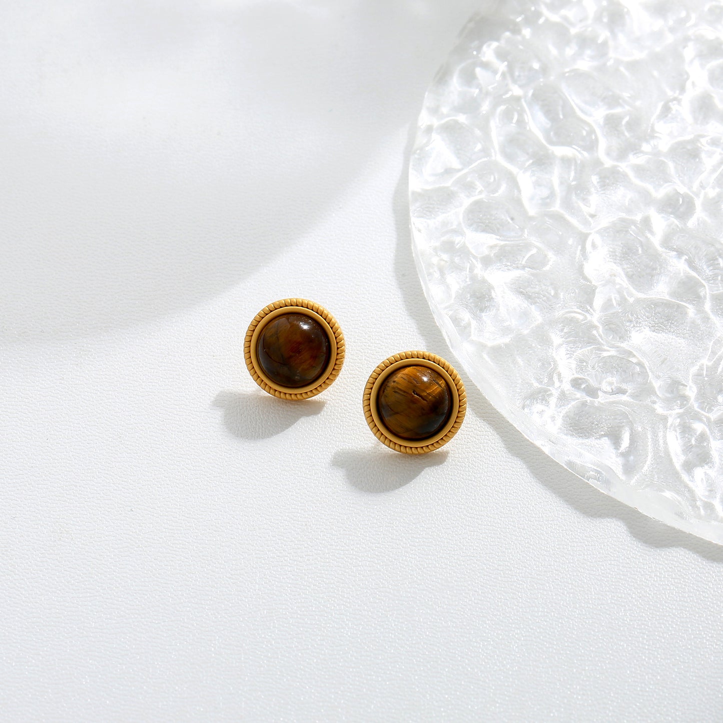 G&R Brown Tiger Eye Stone925Silver earrings with a high-end feel