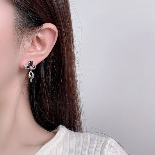 G&R Bow stud earrings925Silver Needle Earrings High-end Earrings for Women