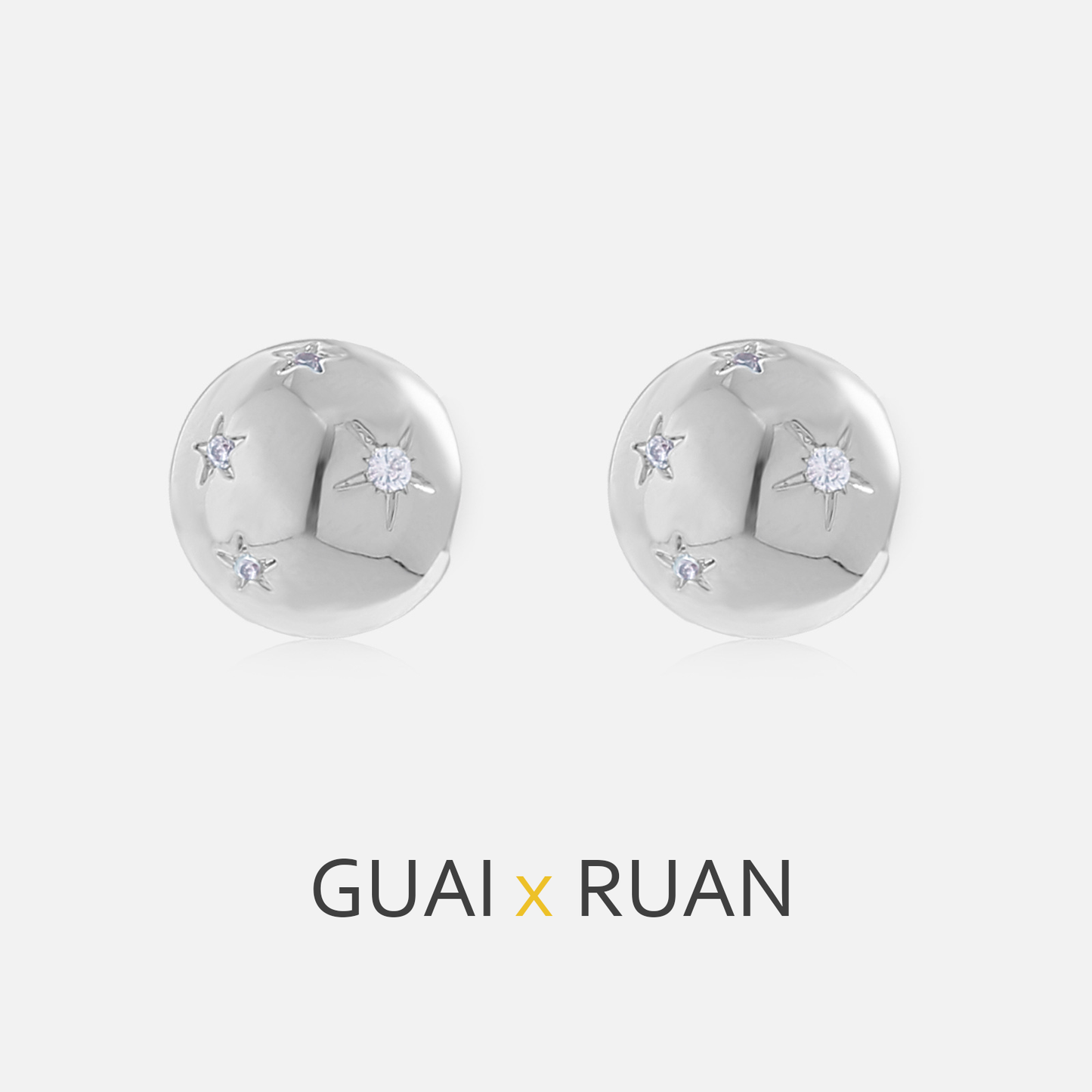 G&R Unique Minimalist Style Star Earrings for Women s925Silver Needle Metal Glossy Round Ball