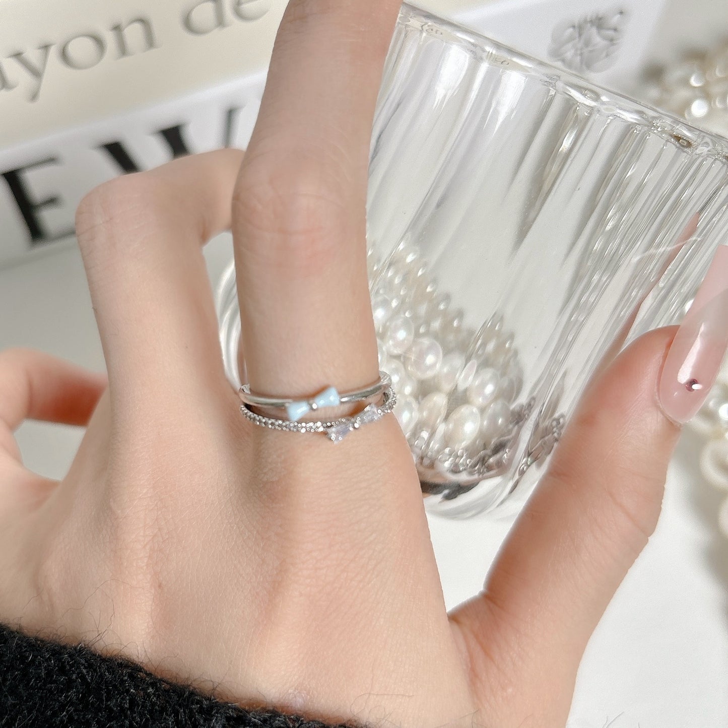 G&R Open Temperament Ring Niche High-end Light Luxury Style925Silver Index Finger Ring