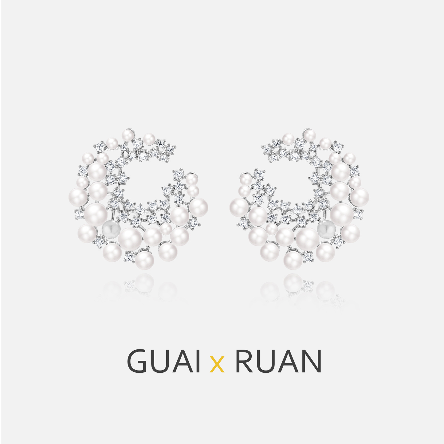 G&R Light Luxury Moon Pearl Zircon Sterling Silver Niche High-end Feel S925Silver pin earrings