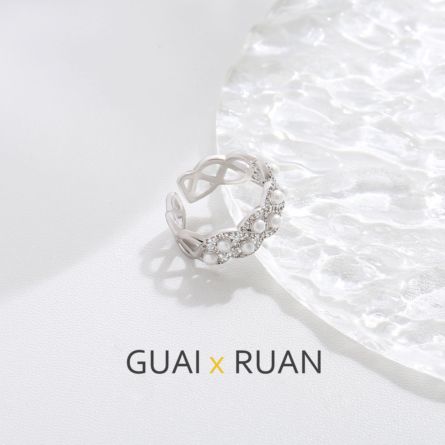G&R Open Ring Elegant Ring for Women with Pearl925Silver Index Finger Ring