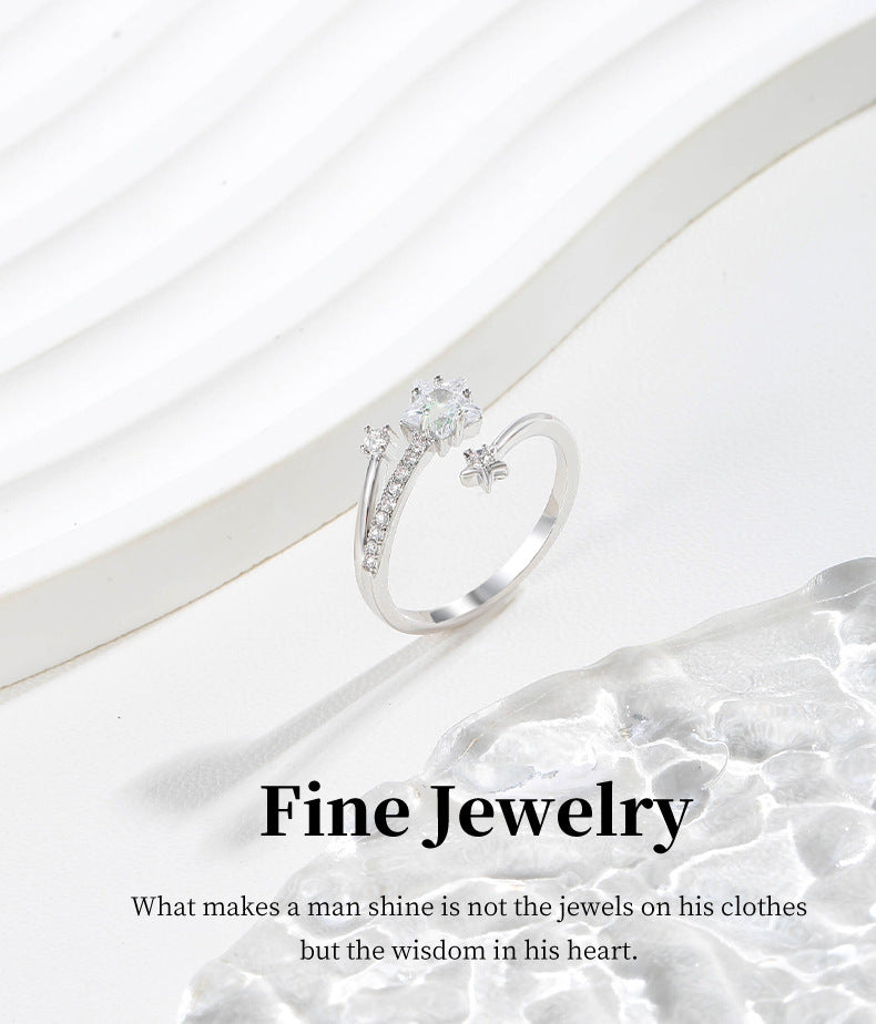 G&R Adjustable Open Ring Non-Fading Personality Ring925Silver Index Finger Ring