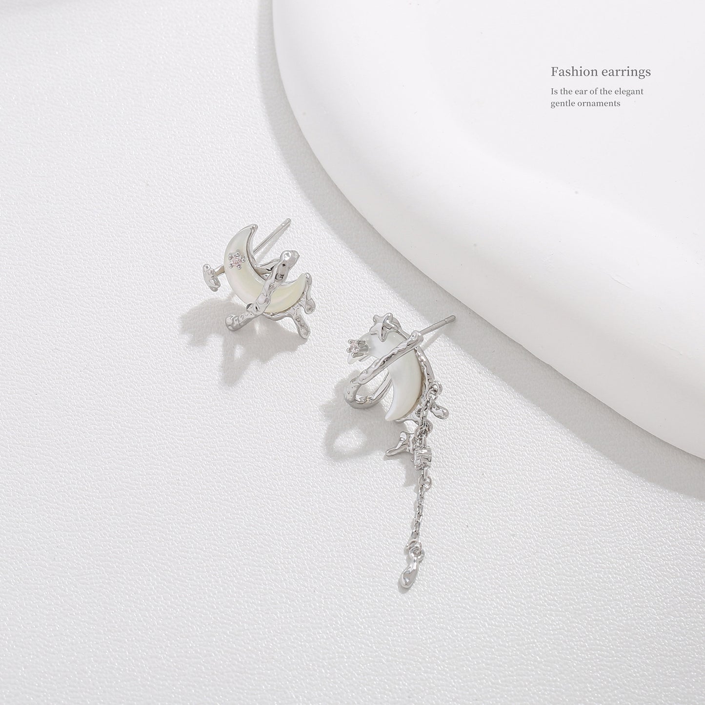 G&R Silver Stud Earrings Asymmetric Earrings925High-end Tassel Earrings