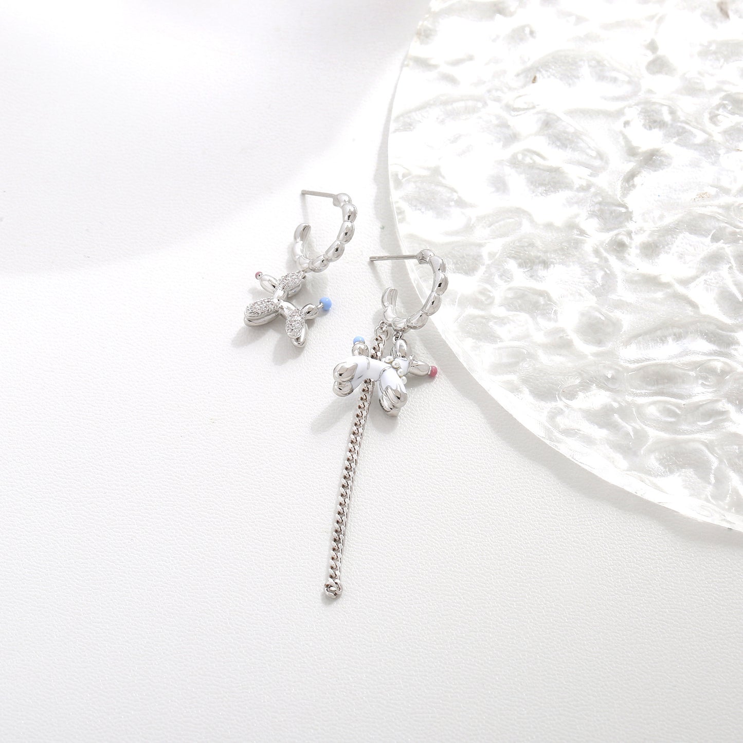 G&R White Puppy Earrings925Silver
