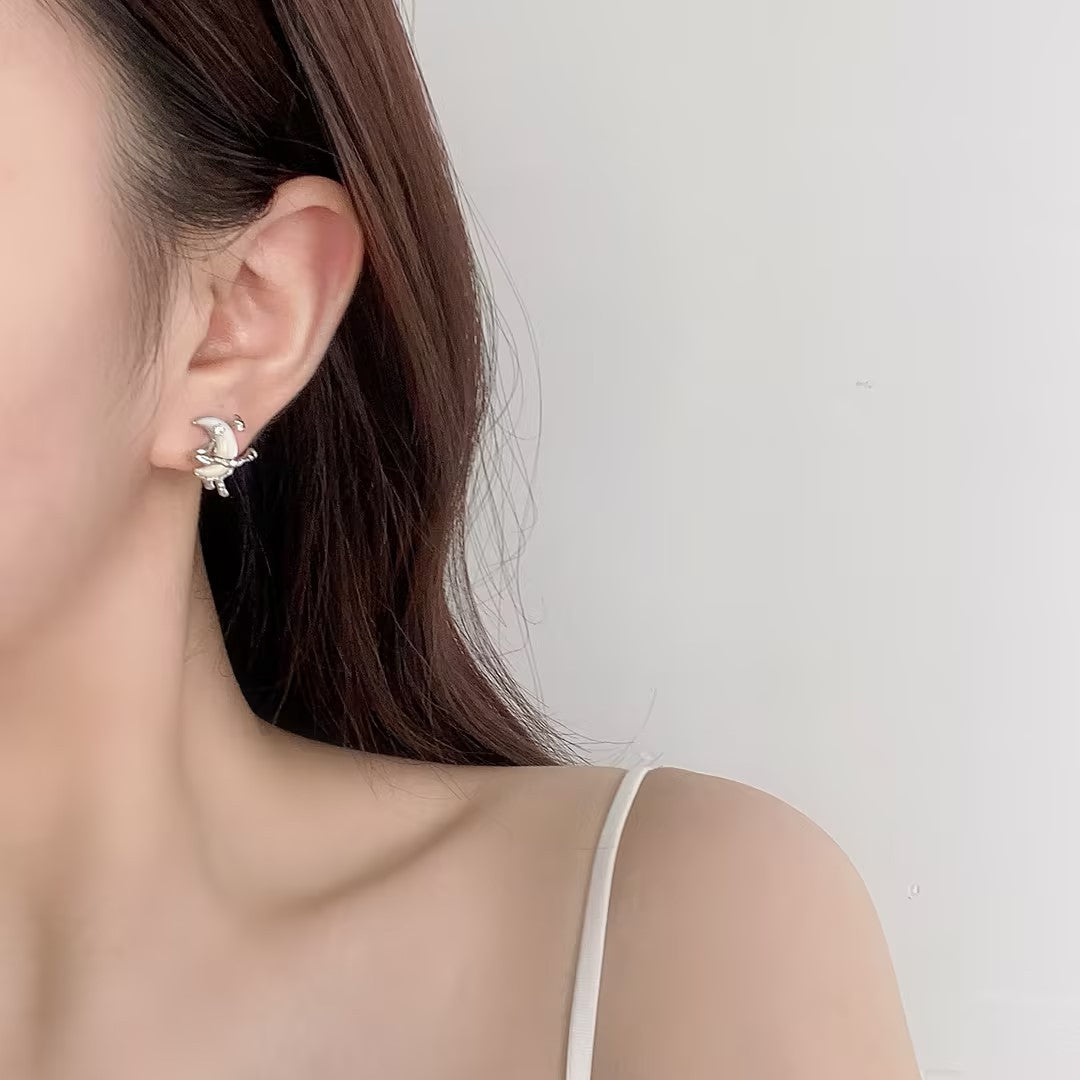 G&R Silver Stud Earrings Asymmetric Earrings925High-end Tassel Earrings