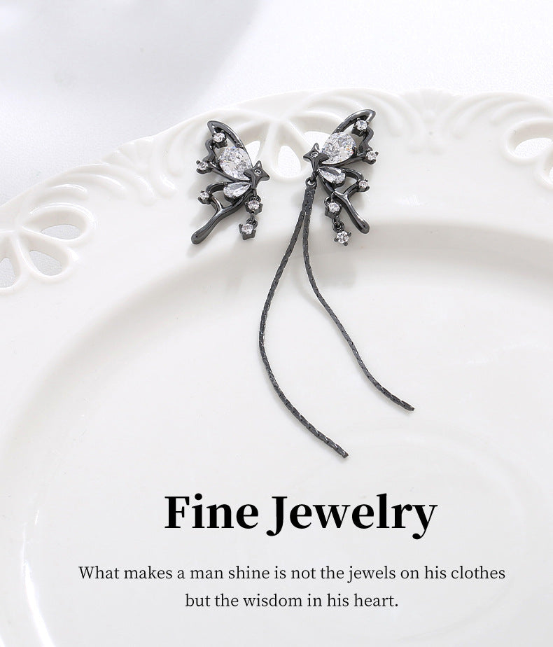G&R Asymmetric Tassel Earrings for Women925Silver Needle