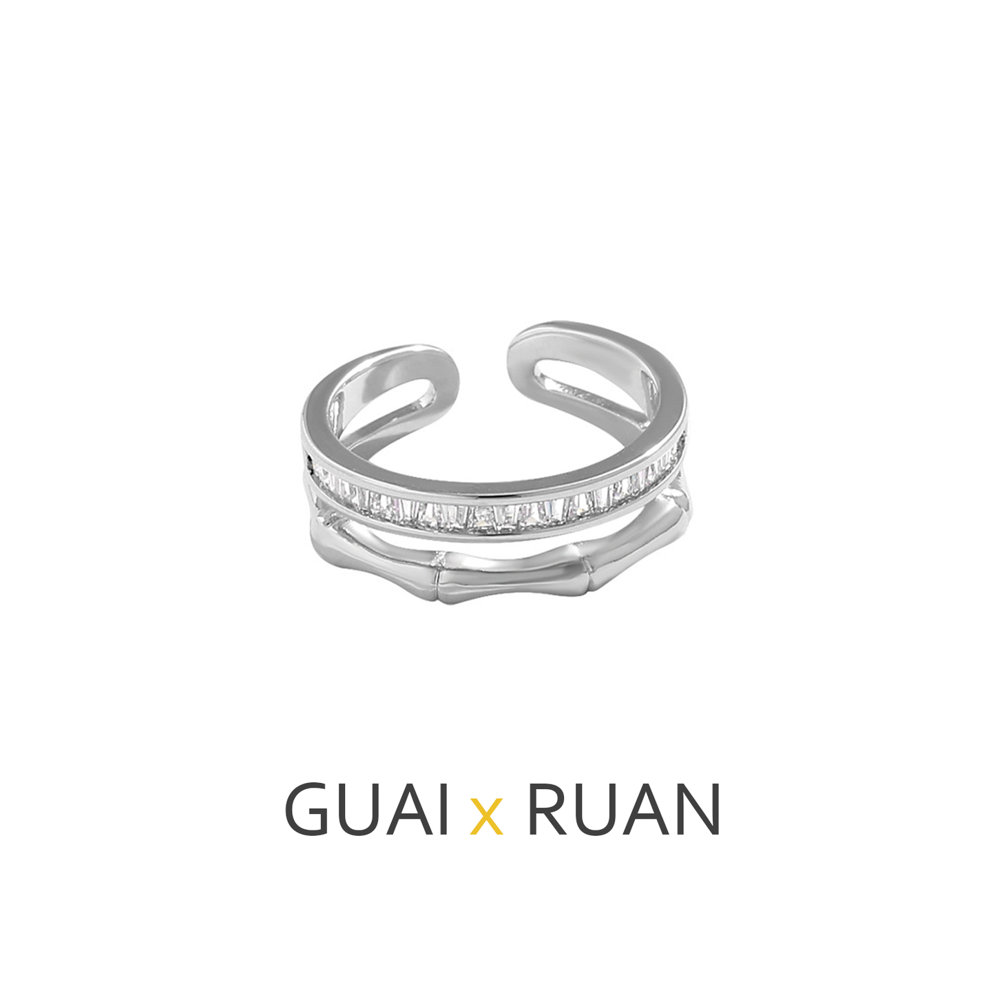 G&R Double Layer Bamboo Open Ring925Silver ring