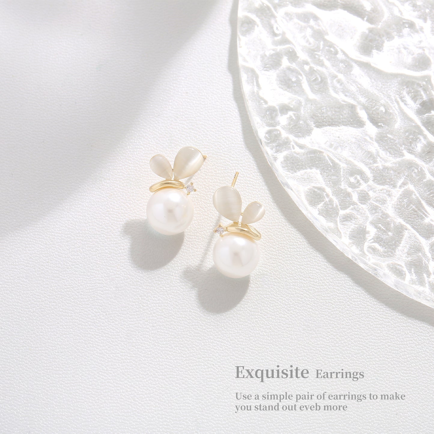 G&R Butterfly Pearl Stud Earrings925Silver Needle Summer Earrings Silver Needle Ear Jewelry