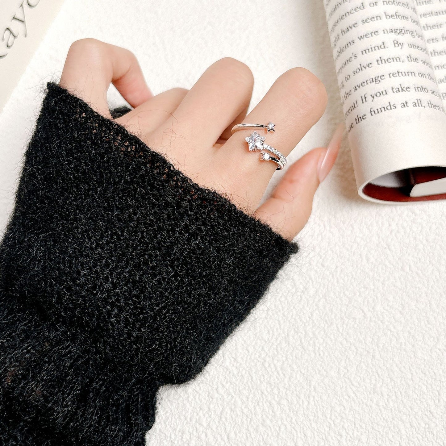 G&R Adjustable Open Ring Non-Fading Personality Ring925Silver Index Finger Ring