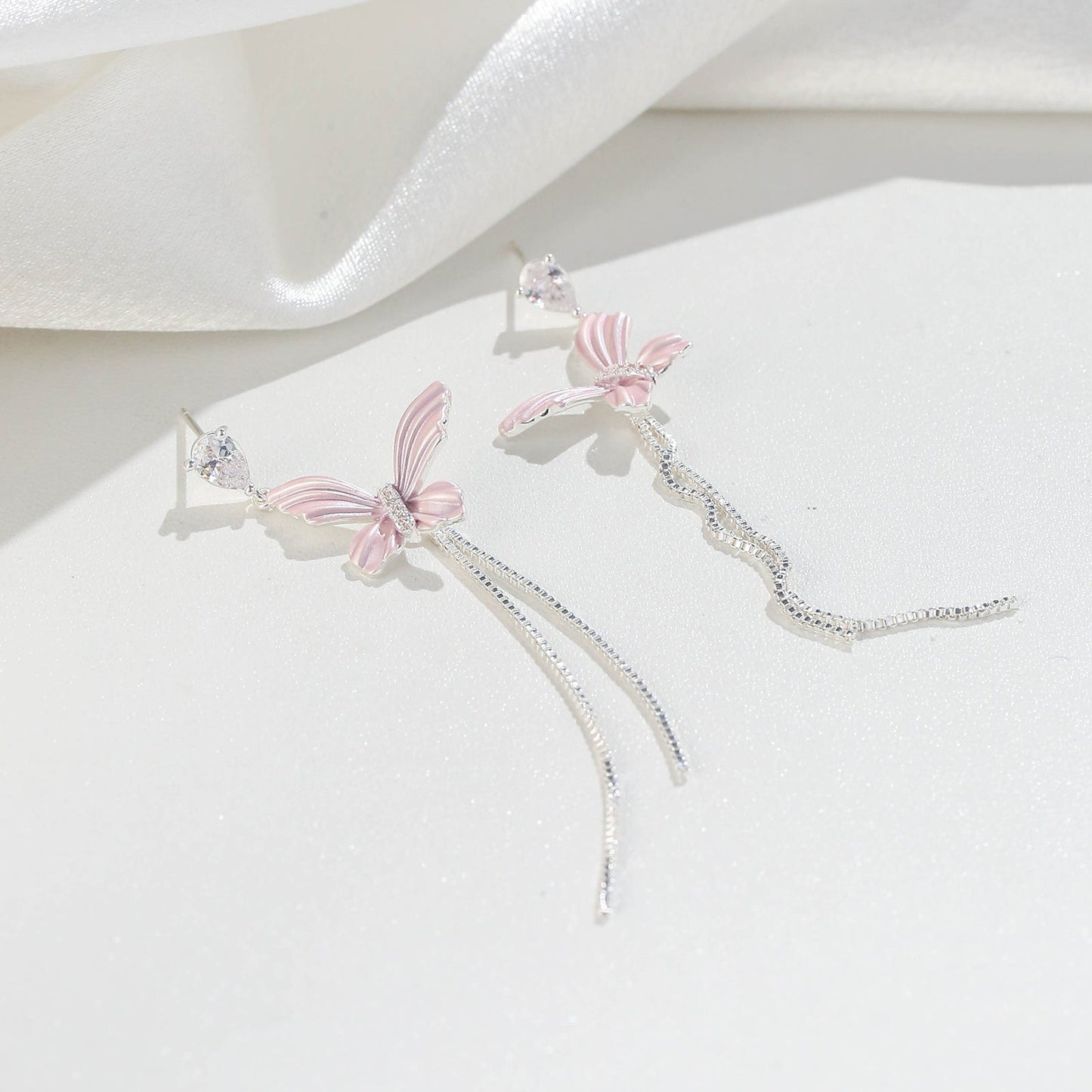 G&R Dreamy Striped Butterfly Long Tassel Earrings Stud Earrings Jewelry925Silver