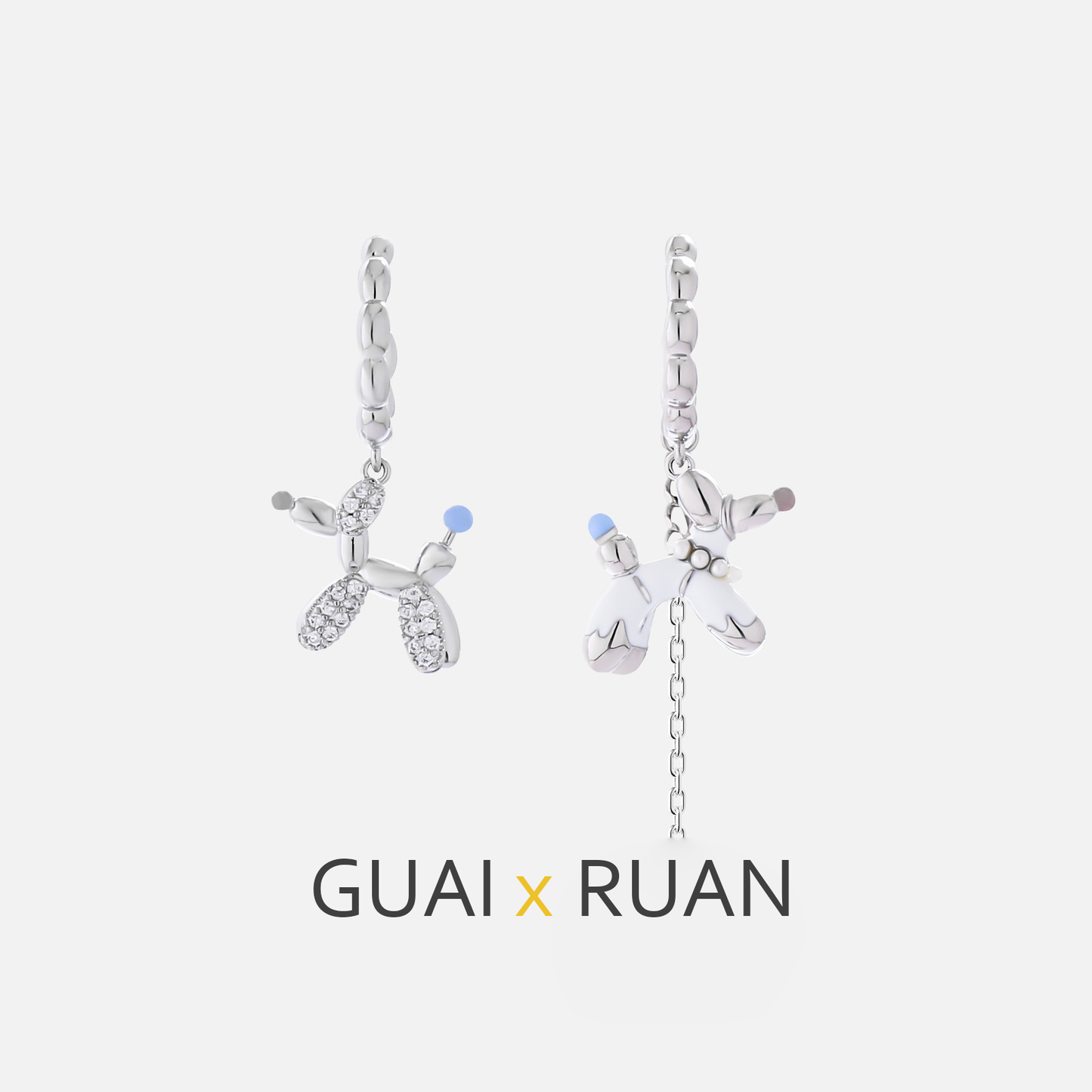 G&R White Puppy Earrings925Silver