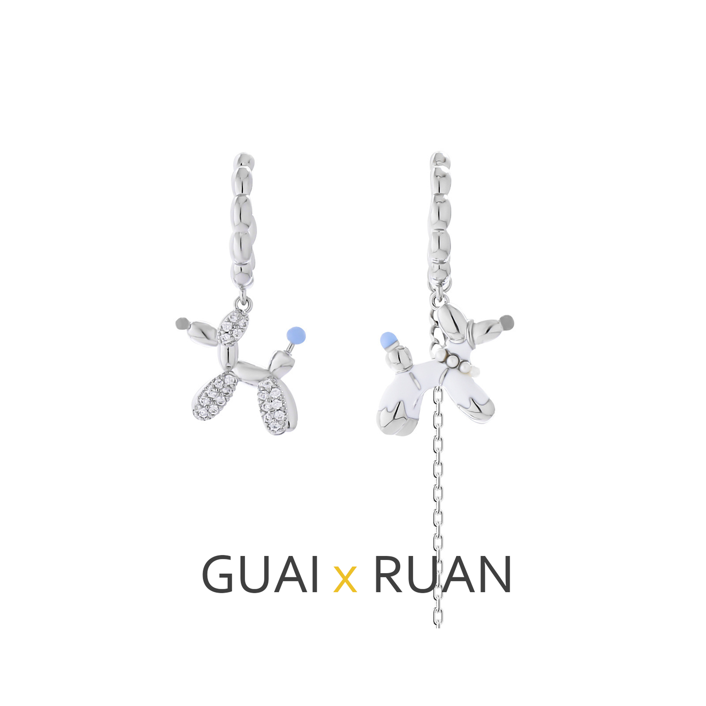 G&R White Puppy Earrings925Silver