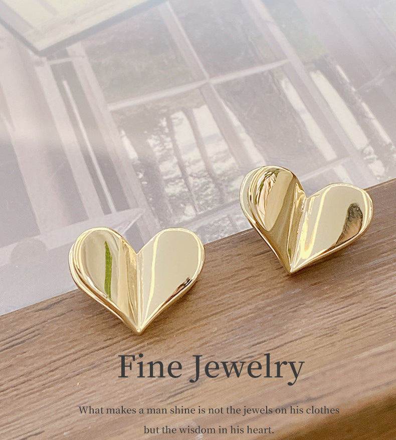 R&G Valentine's Day 3D Heart Love Heart925Silver Stud Earrings