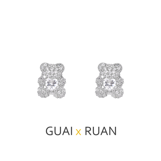 G&R Cartoon Bear Earrings Fashionable and Elegant Ear Jewelry925Sterling silver needle