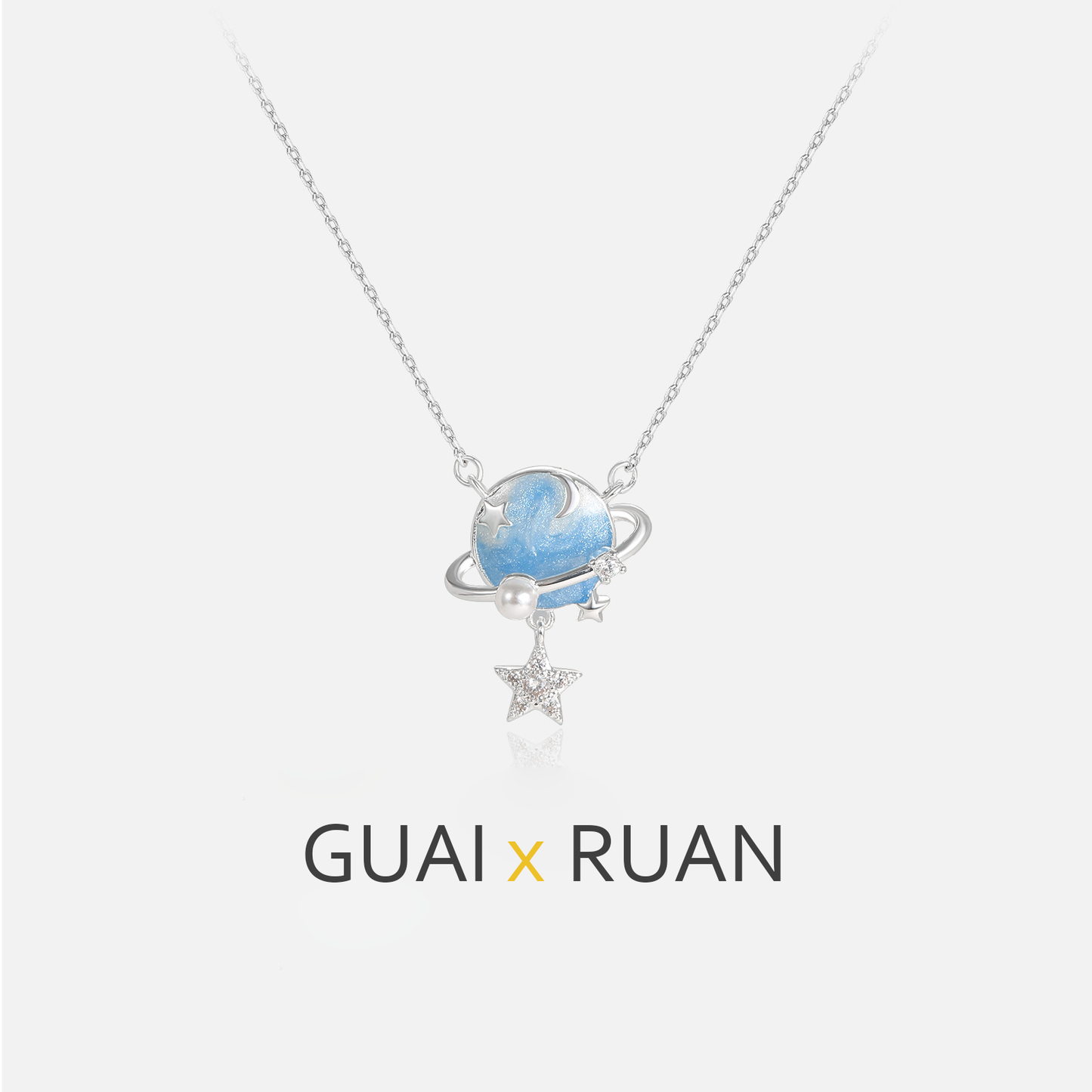 G&R Starry Sky Pendant Pearlescent Blue Five-Pointed Star925Silver Necklace Sweater Chain
