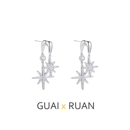 G&R Star European and American Style Earrings925Silver Needle Fashionable Elegant Earrings for Women