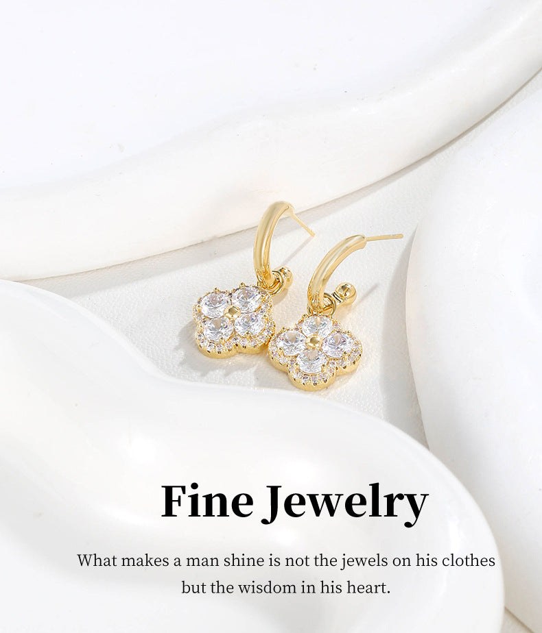 G&R Super Shiny Elegant Earrings925Silver Needle Fashionable Elegant Earrings for Women