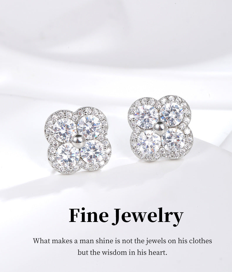 G&R Silver Stud Earrings925Silver Needle Fashionable Elegant Earrings for Women