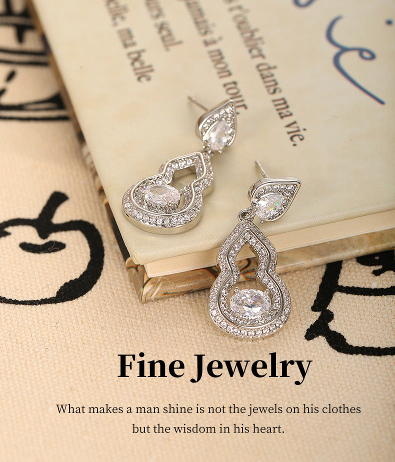 G&R Hollow Gourd Elegant Earrings Niche High-end Feel Earrings925Silver