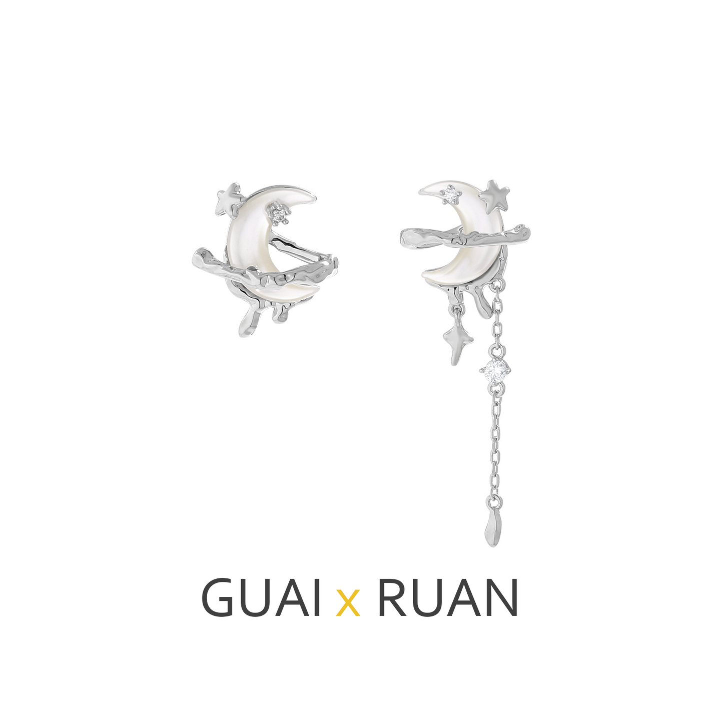 G&R Silver Stud Earrings Asymmetric Earrings925High-end Tassel Earrings