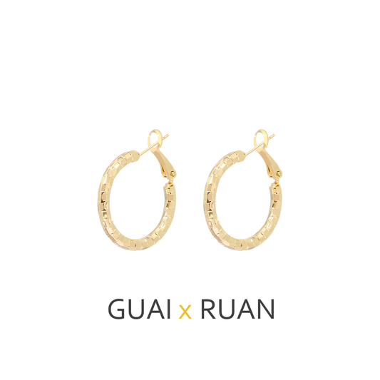 G&R Circle Earrings for Women, Light Luxury Design925Silver C Hoop Earrings