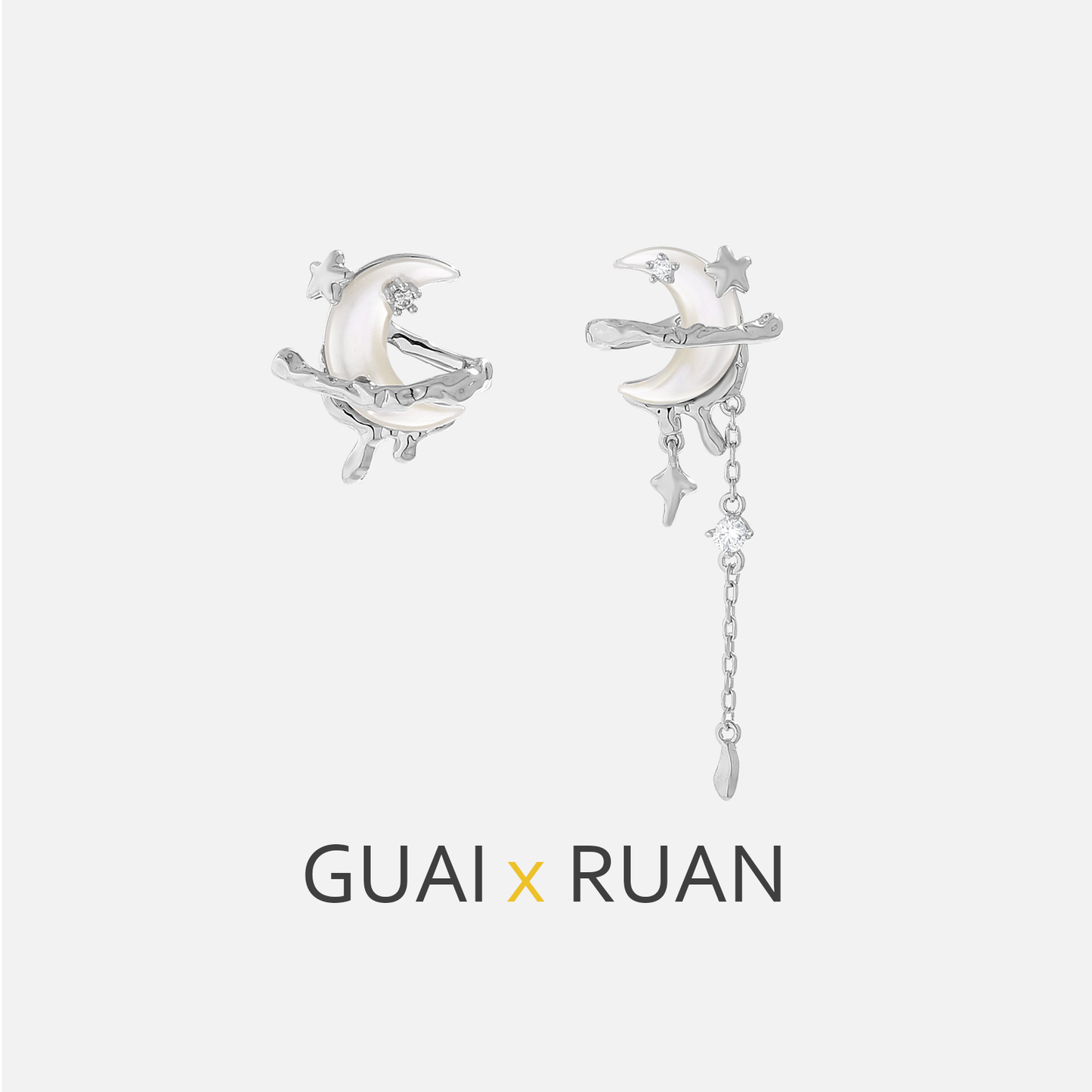 G&R Silver Stud Earrings Asymmetric Earrings925High-end Tassel Earrings