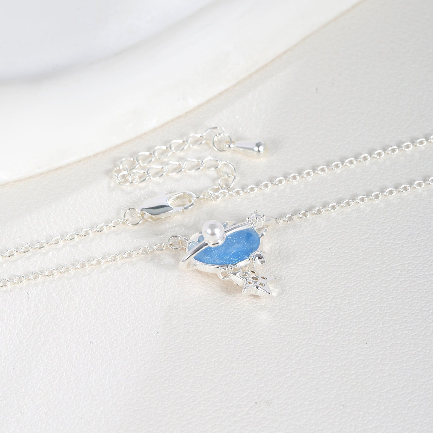 G&R Starry Sky Pendant Pearlescent Blue Five-Pointed Star925Silver Necklace Sweater Chain