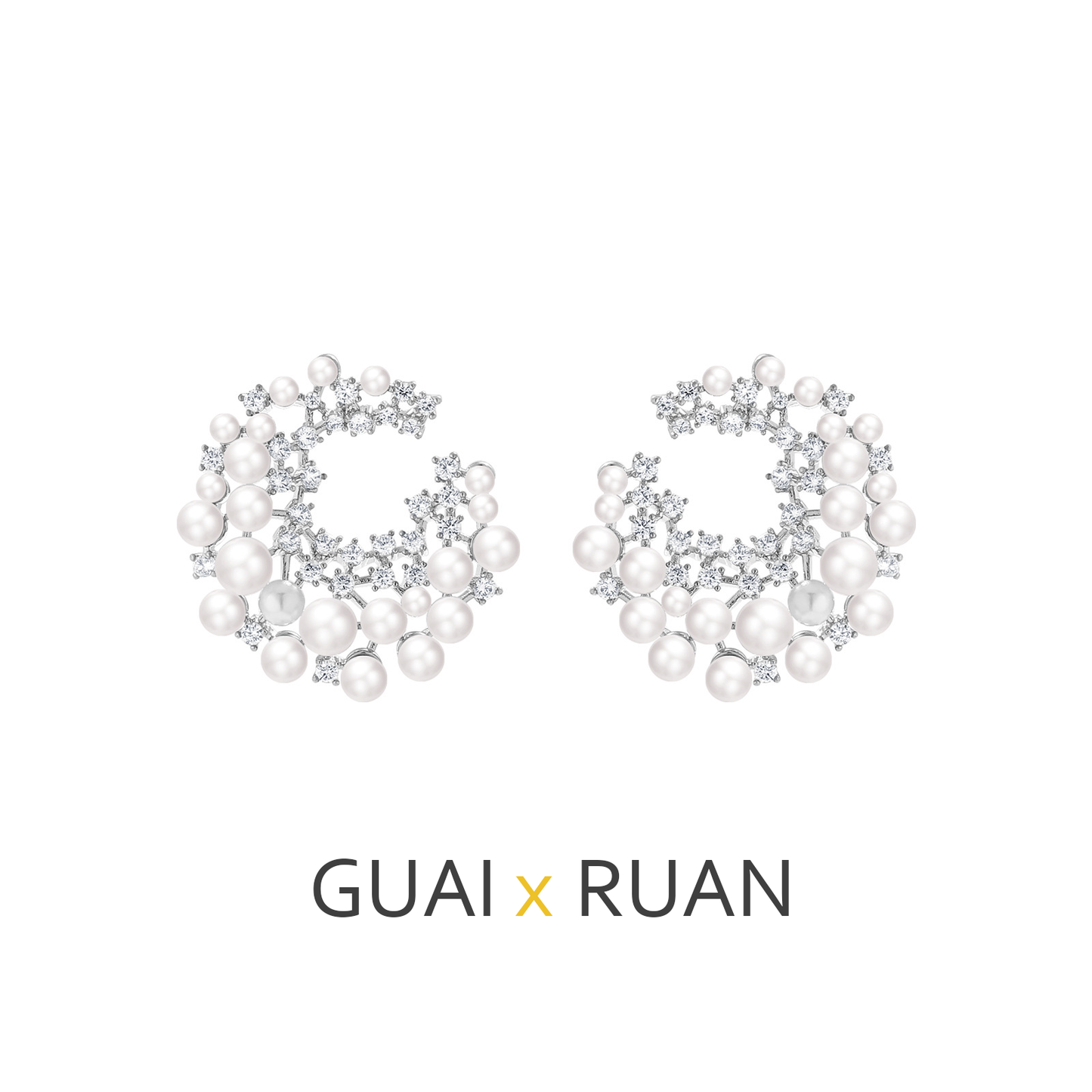 G&R Light Luxury Moon Pearl Zircon Sterling Silver Niche High-end Feel S925Silver pin earrings