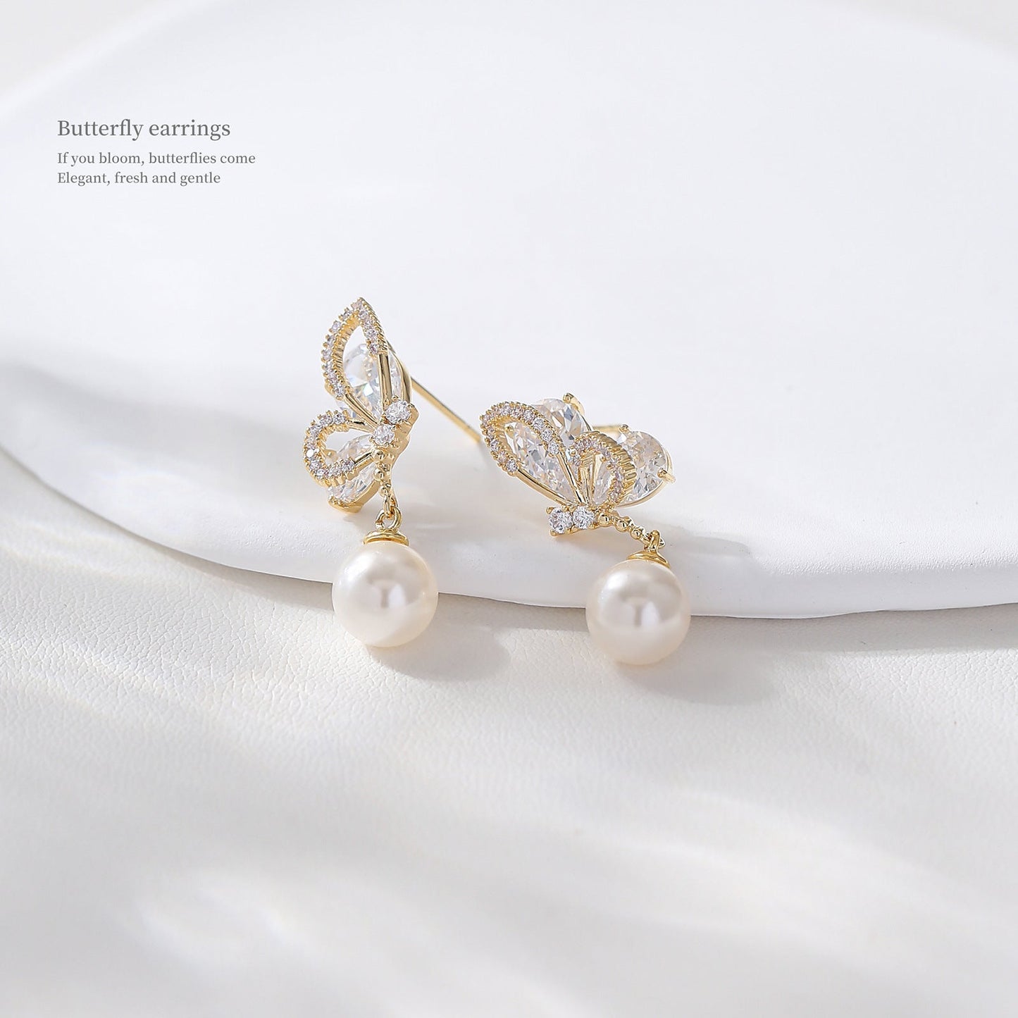 G&R Butterfly Wing Earrings Light Luxury925Silver High-End Feel