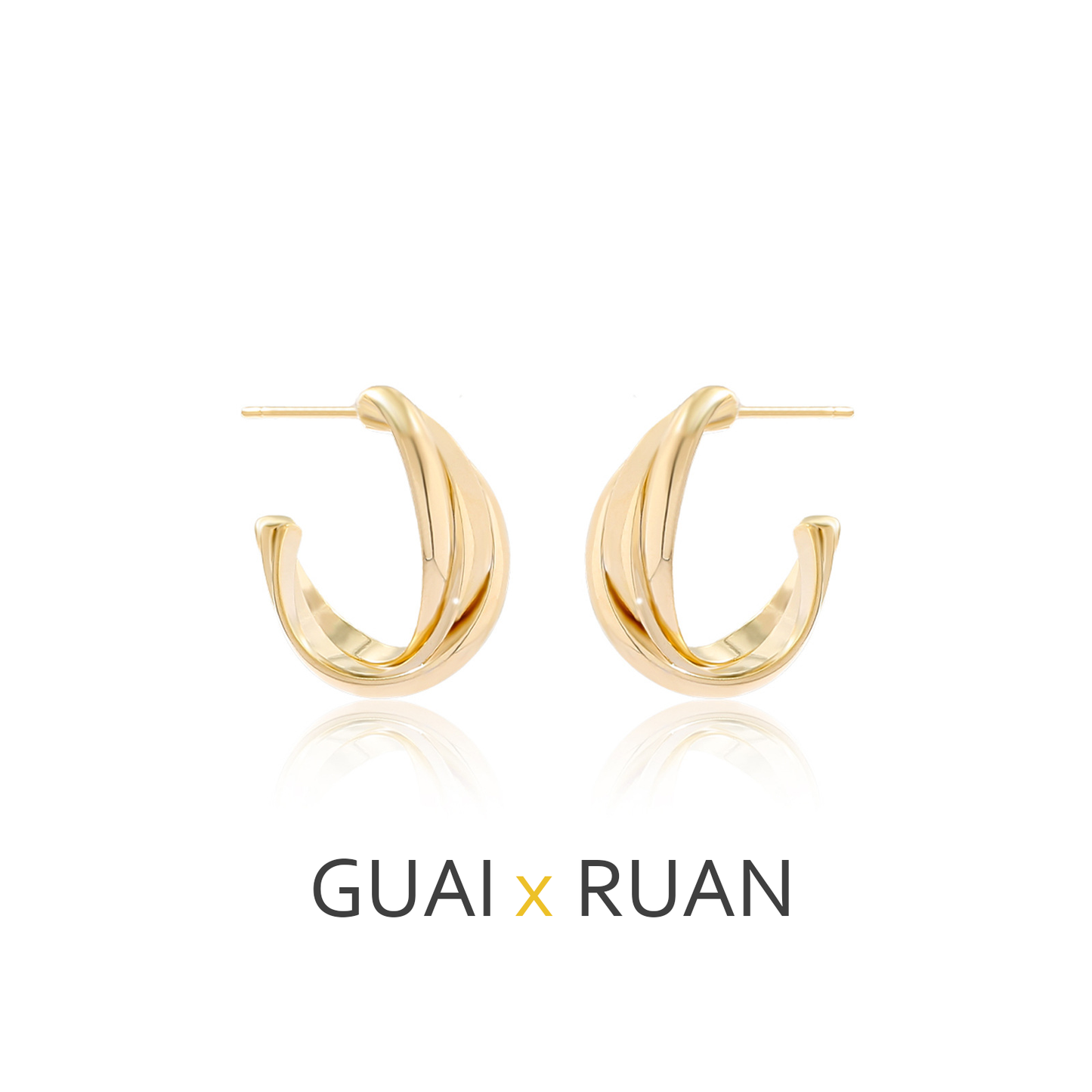 G&R Metal Stud Earrings 925 Silver High-end Niche Twist Earrings Light Luxury Niche