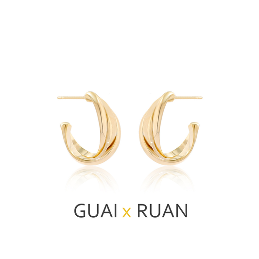 G&R Metal Stud Earrings 925 Silver High-end Niche Twist Earrings Light Luxury Niche