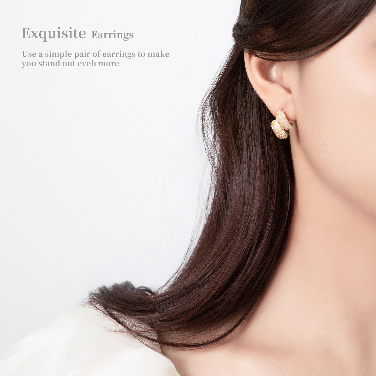 G&R Double Layer Design Earrings 925 Silver Niche Light Luxury Crystal Earrings