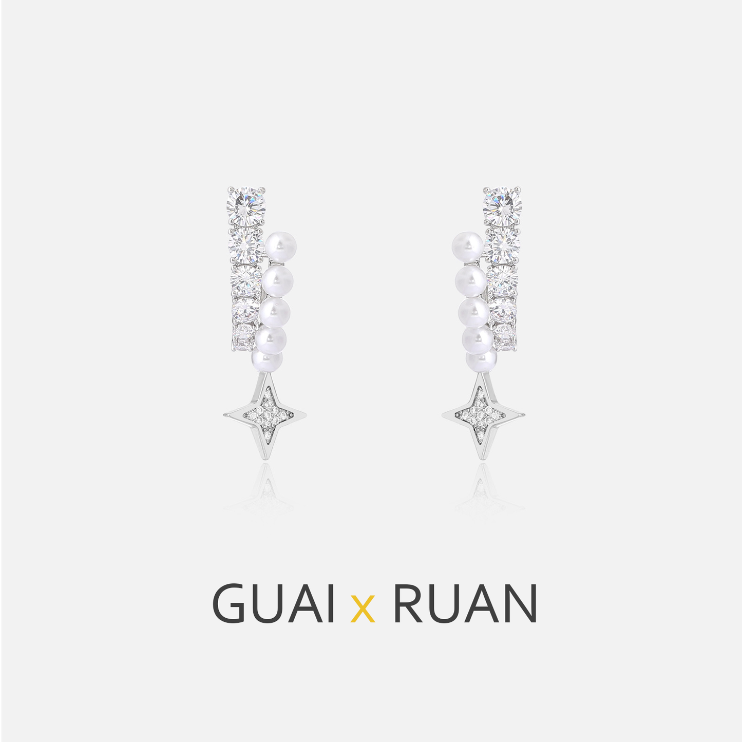 G&R Pearl Zircon Double Layer Small Star Earrings Light Luxury High-end Earrings925Silver