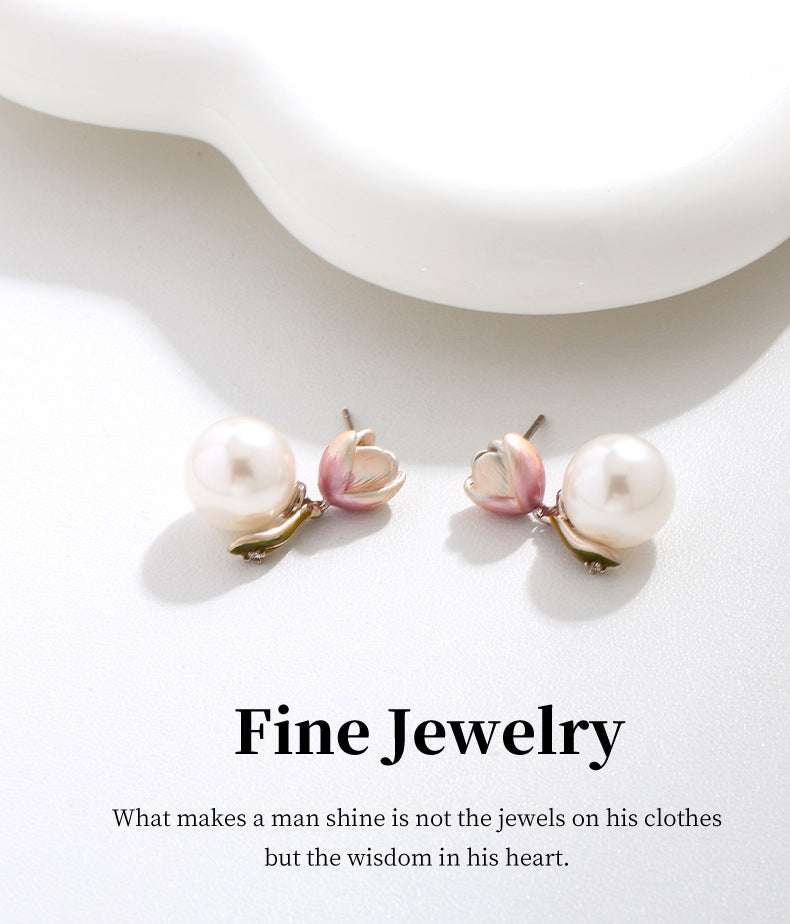 G&R Pearl Earrings Studs925Silver Needle Earrings High-end Earrings