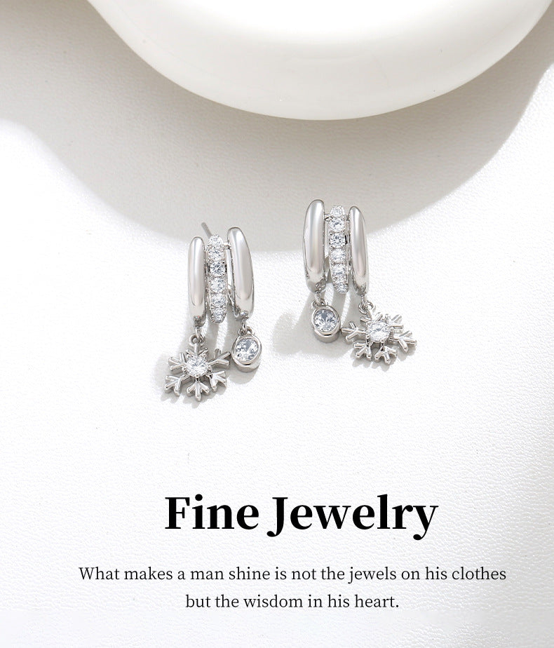 G&R Snowflake Earrings Sterling Silver Studs Fashion Earrings925Silver pin earrings