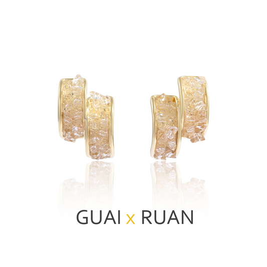 G&R Double Layer Design Earrings 925 Silver Niche Light Luxury Crystal Earrings