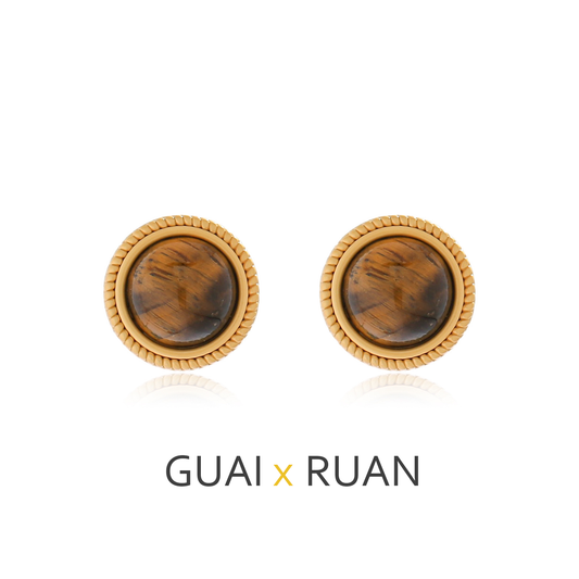 G&R Brown Tiger Eye Stone925Silver earrings with a high-end feel