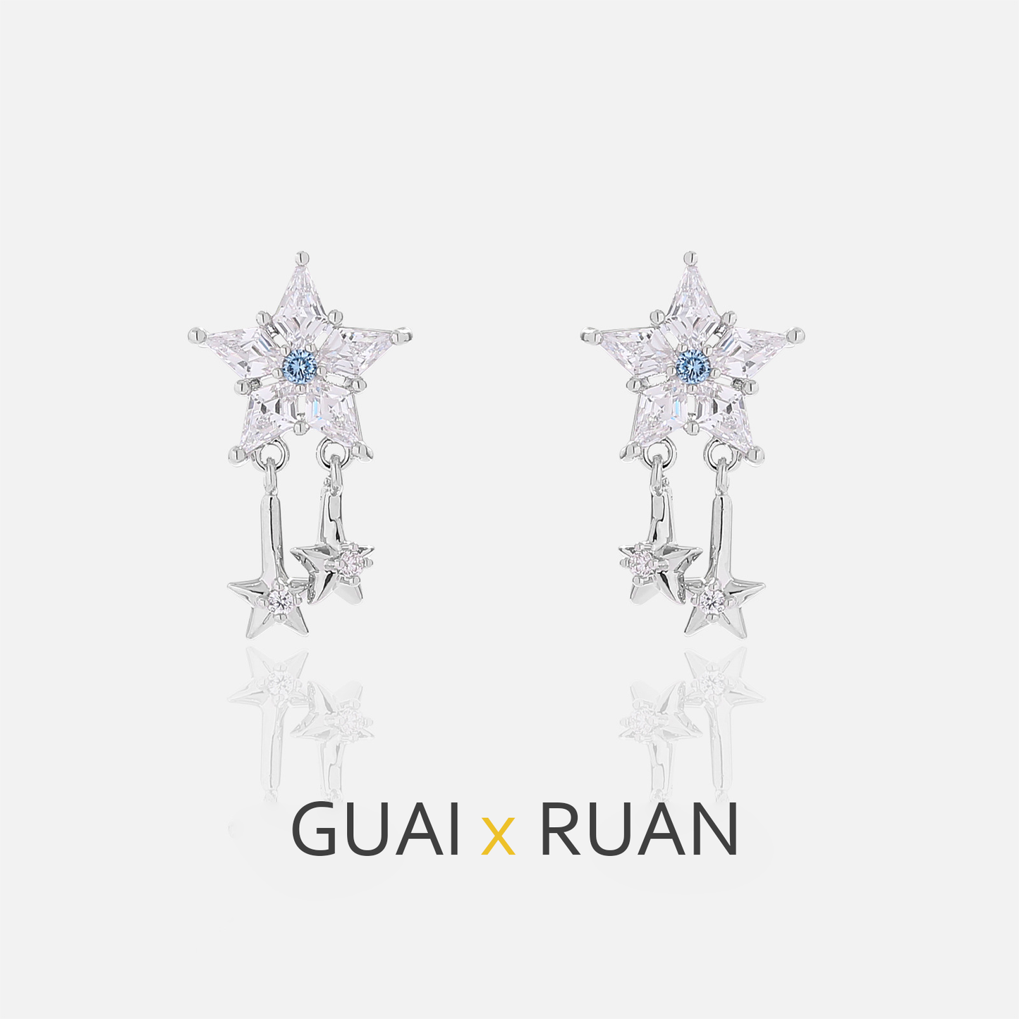 G&R Sparkling Star Earrings925Silver Pointed Crystal Earrings Niche High-End Feel