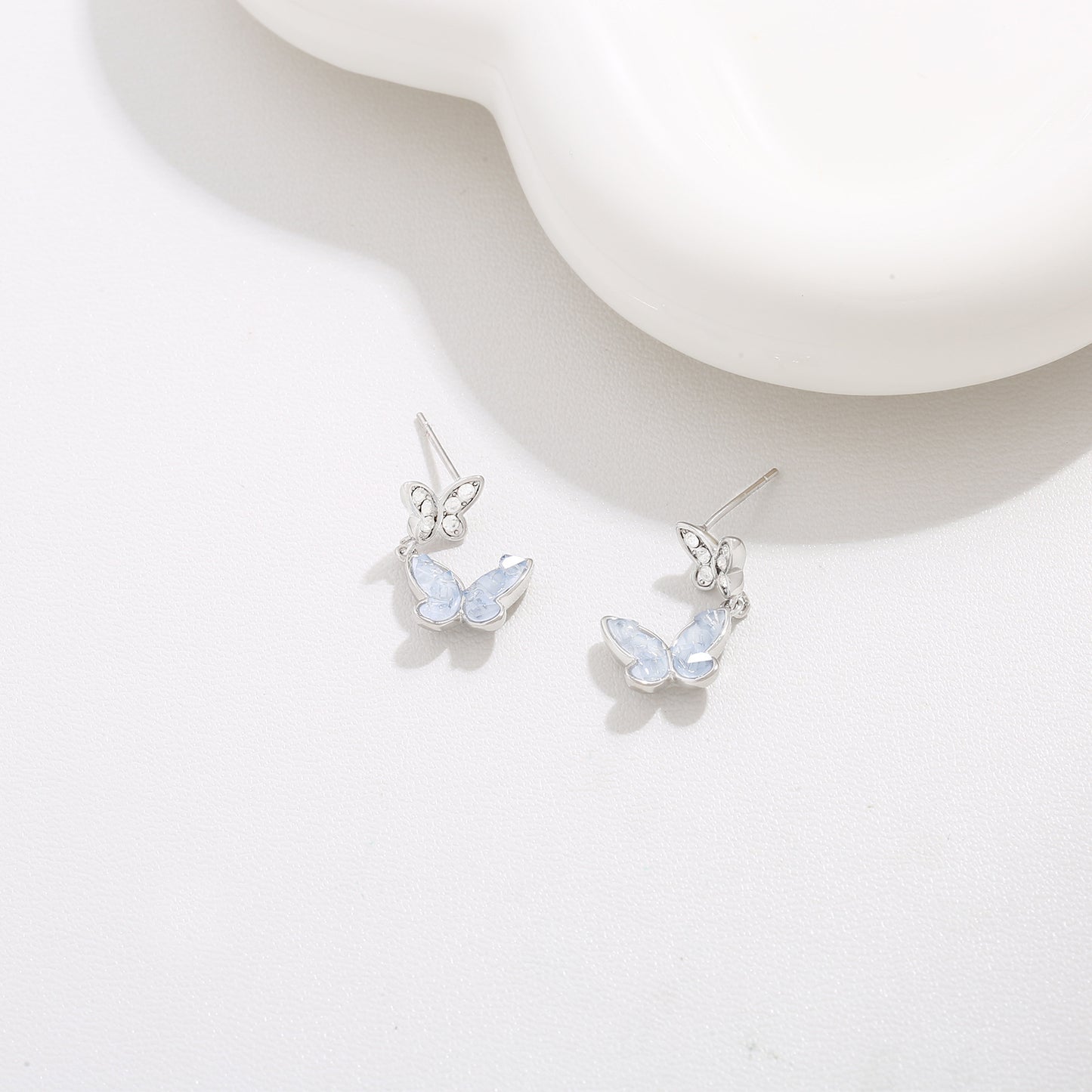 G&R Ice-clear Crystal Butterfly Earrings for Women Elegant Ear Jewelry s925Silver