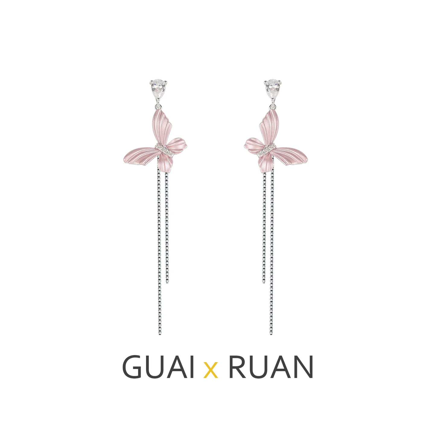 G&R Dreamy Striped Butterfly Long Tassel Earrings Stud Earrings Jewelry925Silver
