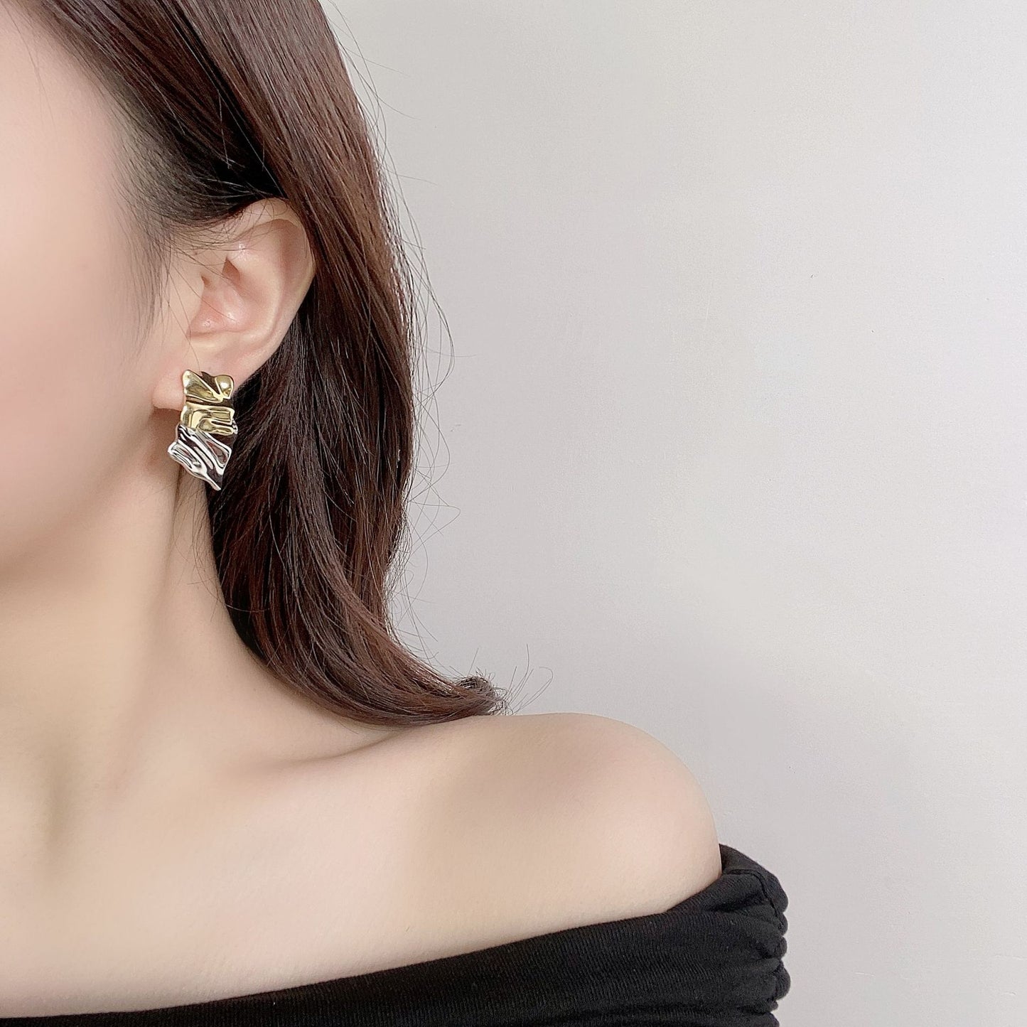 G&R Ear Studs925Silver Irregular Personality Niche Design Earrings