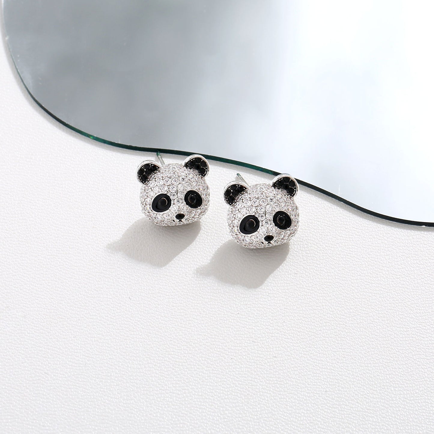 G&R Exquisite 3D Cute Panda925Silver Stud Earrings for Women