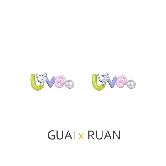 G&R Cute and Unique LOVE Alphabet letter earrings925Sterling Silver