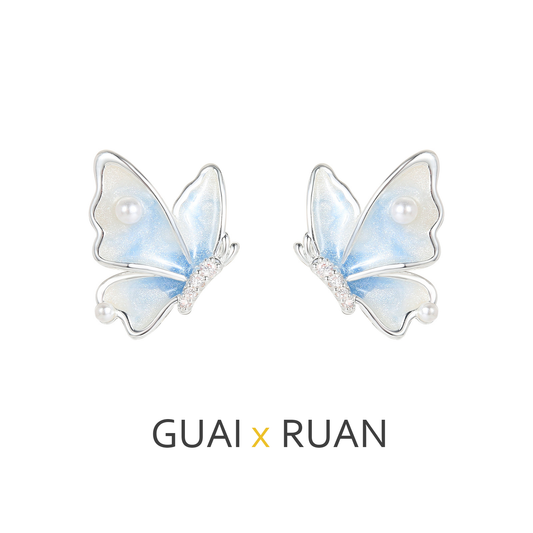 G&R Butterfly studs925Silver Needle Niche High-End Earrings