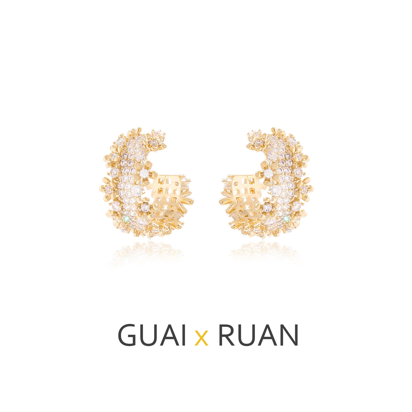 G&R Hollow Floral Stud Earrings 925 Silver Needle High-End Niche Women Zircon Earrings Light Luxury Jewelry Earrings